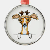 Oh Deer Italian Greyhound Silbernes Ornament (Vorne)