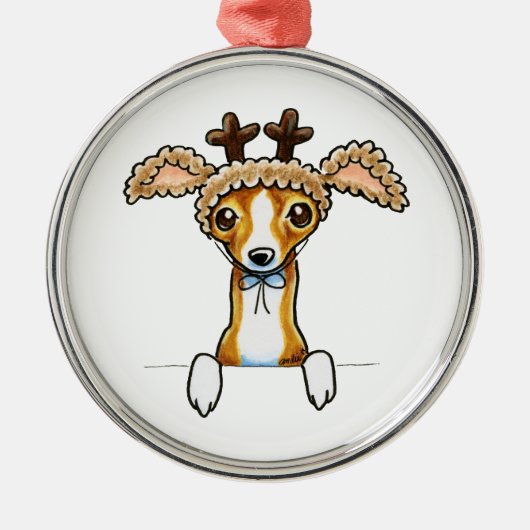 Oh Deer Italian Greyhound Silbernes Ornament (Vorne)