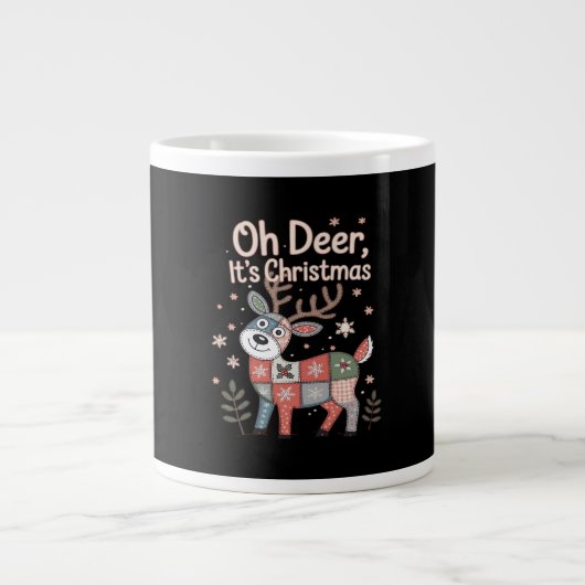 Oh Deer Its Christmas Miniature Patchwork Squares Jumbo-Tasse (Vorderseite)