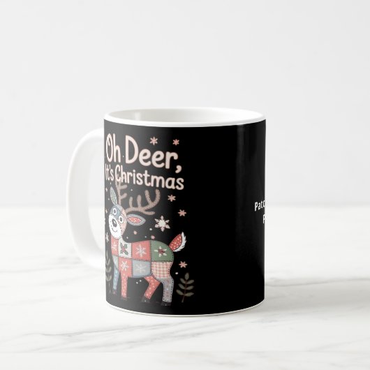 Oh Deer Its Christmas Miniature Patchwork Squares Kaffeetasse (Vorderseite Links)