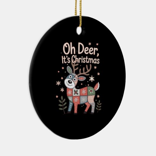 Oh Deer Its Christmas Miniature Patchwork Squares Keramik Ornament (Rechts)