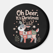 Oh Deer Its Christmas Miniature Patchwork Squares Magnet (Vorne)