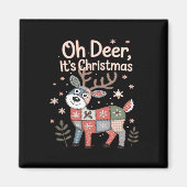 Oh Deer Its Christmas Miniature Patchwork Squares Magnet (Vorne)