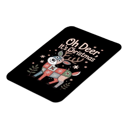 Oh Deer Its Christmas Miniature Patchwork Squares Magnet (Linke Seite)