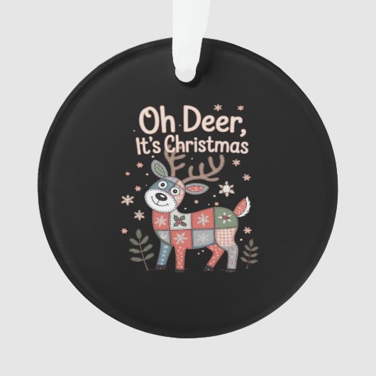 Oh Deer Its Christmas Miniature Patchwork Squares Ornament (Vorderseite)