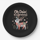 Oh Deer Its Christmas Miniature Patchwork Squares Pappteller (Vorderseite)
