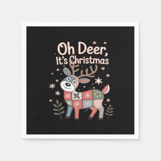 Oh Deer Its Christmas Miniature Patchwork Squares Serviette (Vorderseite)