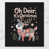 Oh Deer Its Christmas Miniature Patchwork Squares Weinetikett (Einzelnes Label)