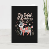 Oh Deer Its Christmas MiniaturFolded Greeting Card Karte (Vorderseite)