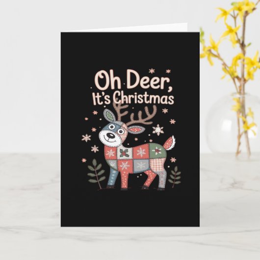 Oh Deer Its Christmas MiniaturFolded Greeting Card Karte (Gelbe Blume)