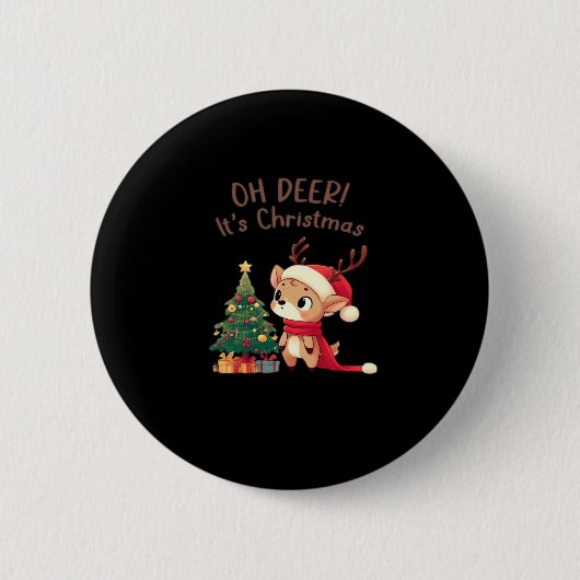Oh Deer Its Christmas Modern Aesthetic Style  Button (Vorderseite)