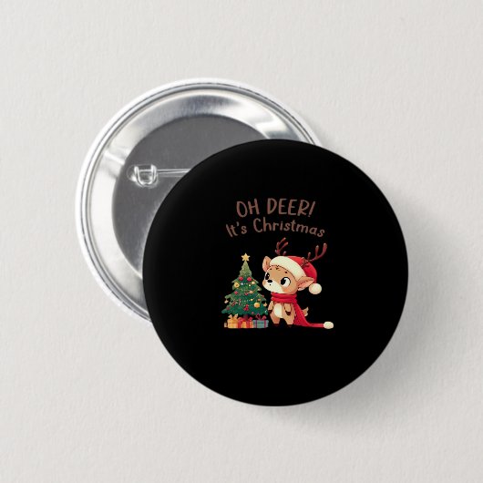 Oh Deer Its Christmas Modern Aesthetic Style  Button (Vorne & Hinten)