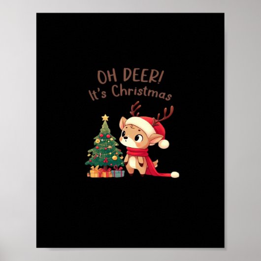 Oh Deer Its Christmas Modern Aesthetic Style  Poster (Vorne)