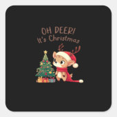 Oh Deer Its Christmas Modern Aesthetic Style  Quadratischer Aufkleber (Vorderseite)