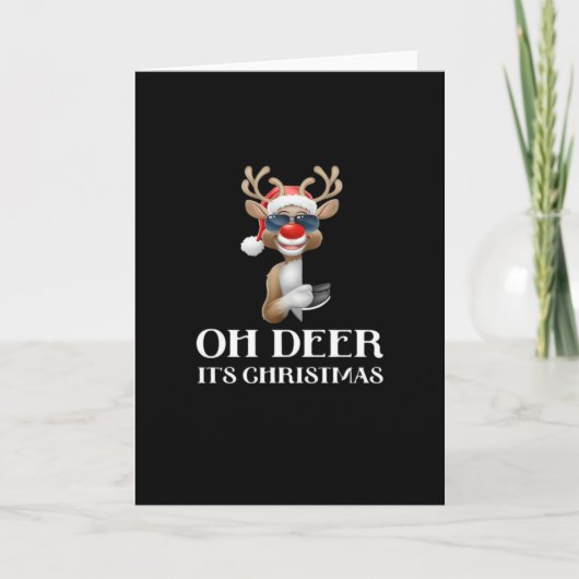 Oh Deer Its Christmas Reindeer Style Karte (Vorderseite)