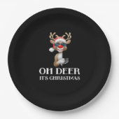 Oh Deer Its Christmas Reindeer Style Pappteller (Vorderseite)