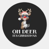 Oh Deer Its Christmas Reindeer Style Runder Aufkleber (Vorderseite)