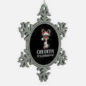 Oh Deer Its Christmas Reindeer Style Schneeflocken Zinn-Ornament (Links)