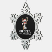 Oh Deer Its Christmas Reindeer Style Schneeflocken Zinn-Ornament (Rechts)