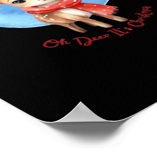 Oh Deer Its Christmas Retro Classic Design Poster (Ecke)