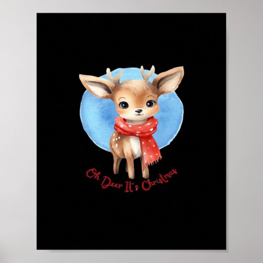 Oh Deer Its Christmas Retro Classic Design  Poster (Vorne)