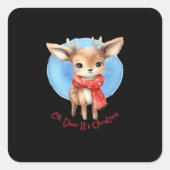 Oh Deer Its Christmas Retro Classic Design Quadratischer Aufkleber (Vorderseite)
