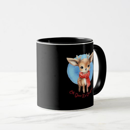 Oh Deer Its Christmas Retro Classic Design Tasse (VorderseiteRechts)