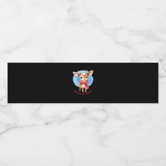 Oh Deer Its Christmas Retro Classic Design Wasserflaschenetikett (Einzelnes Label)