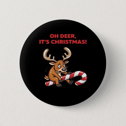 Oh Deer Its Christmas Stressed Reindeer With Sweet Button (Vorderseite)