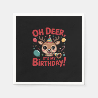 Oh Deer Its My Birthday Cute Reindeer Festive Styl Serviette
