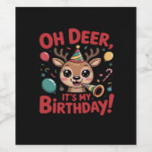 Oh Deer Its My Birthday Cute Reindeer Festive Styl Weinetikett (Einzelnes Label)