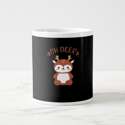 Oh Deer Kawaii Deer Playful Art Style Jumbo-Tasse (Vorderseite)