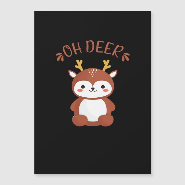 Oh Deer Kawaii Deer Playful Art Style  Magnetkarte (Vorderseite)