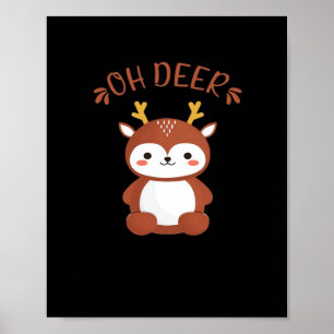 Oh Deer Kawaii Deer Spielerei Kunststil Poster