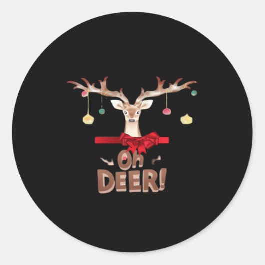 Oh Deer Klassischer Stil Runder Aufkleber (Vorderseite)