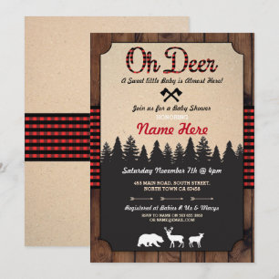 Oh Deer Lumberjack Red Baby Shower Boy Girl Invite Einladung