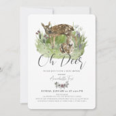 Oh Deer Mama & Fawn Floral Boy Babydusche Einladung (Vorderseite)