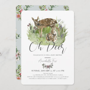 Oh Deer Mama & Fawn Floral Boy Babydusche Einladung