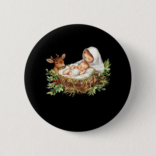 Oh Deer Mary Nativity Scene Christmas Jesus   Button (Vorderseite)