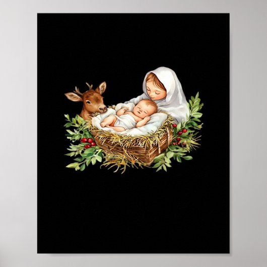 Oh Deer Mary Nativity Scene Christmas Jesus Poster (Vorne)
