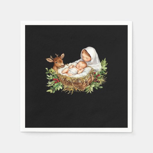 Oh Deer Mary Nativity Scene Christmas Jesus Serviette (Vorderseite)
