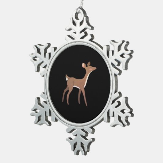 Oh Deer Me Whimsical Creative Design Schneeflocken Zinn-Ornament (Rechts)