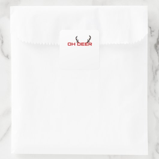 Oh Deer Minimal Aesthetic Vibe  Quadratischer Aufkleber (Tasche)
