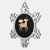 Oh Deer Minimal Clean Aesthetic Schneeflocken Zinn-Ornament (Rechts)