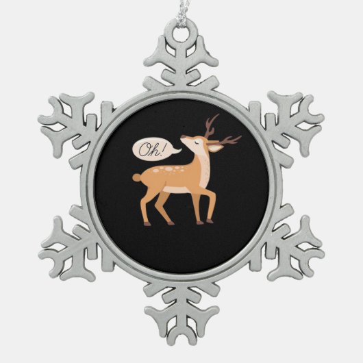 Oh Deer Minimal Clean Aesthetic Schneeflocken Zinn-Ornament (Vorderseite)