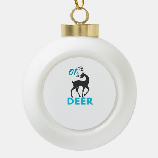 Oh Deer Minimal Design Keramik Kugel-Ornament (Vorderseite)