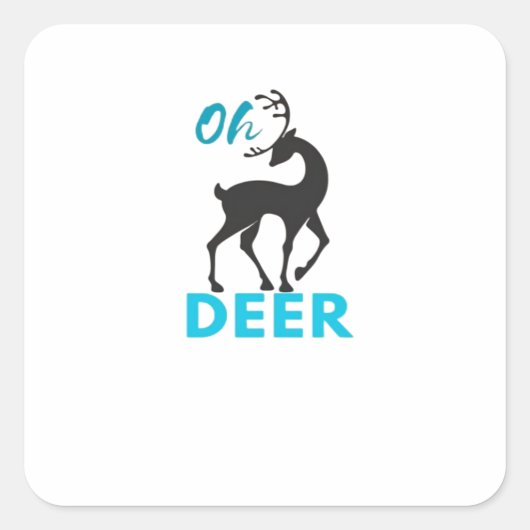 Oh Deer Minimal Design Quadratischer Aufkleber (Vorderseite)