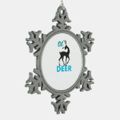 Oh Deer Minimal Design  Schneeflocken Zinn-Ornament (Links)