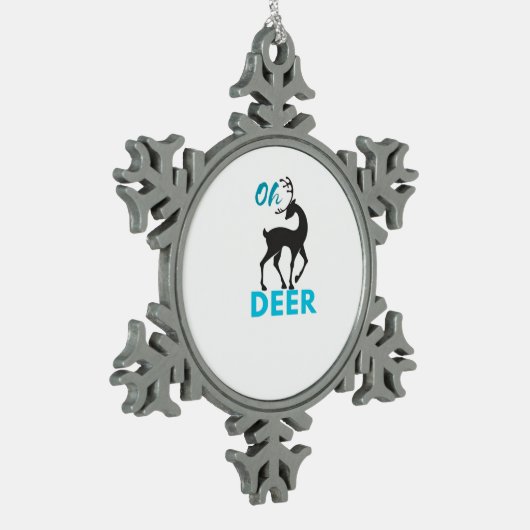 Oh Deer Minimal Design  Schneeflocken Zinn-Ornament (Links)