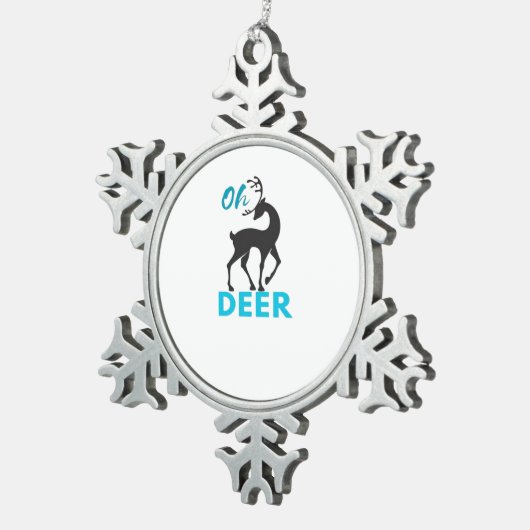 Oh Deer Minimal Design Schneeflocken Zinn-Ornament (Rechts)